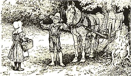 McGuffey’s Eclectic Primer Lesson 48: He lets his horse stand in the shade