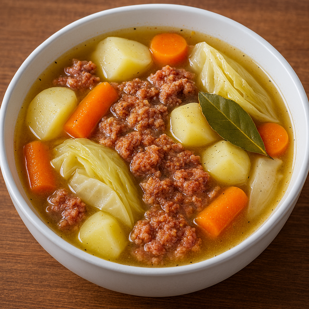 Simple Cabbage and Corned Beef Hash Soup