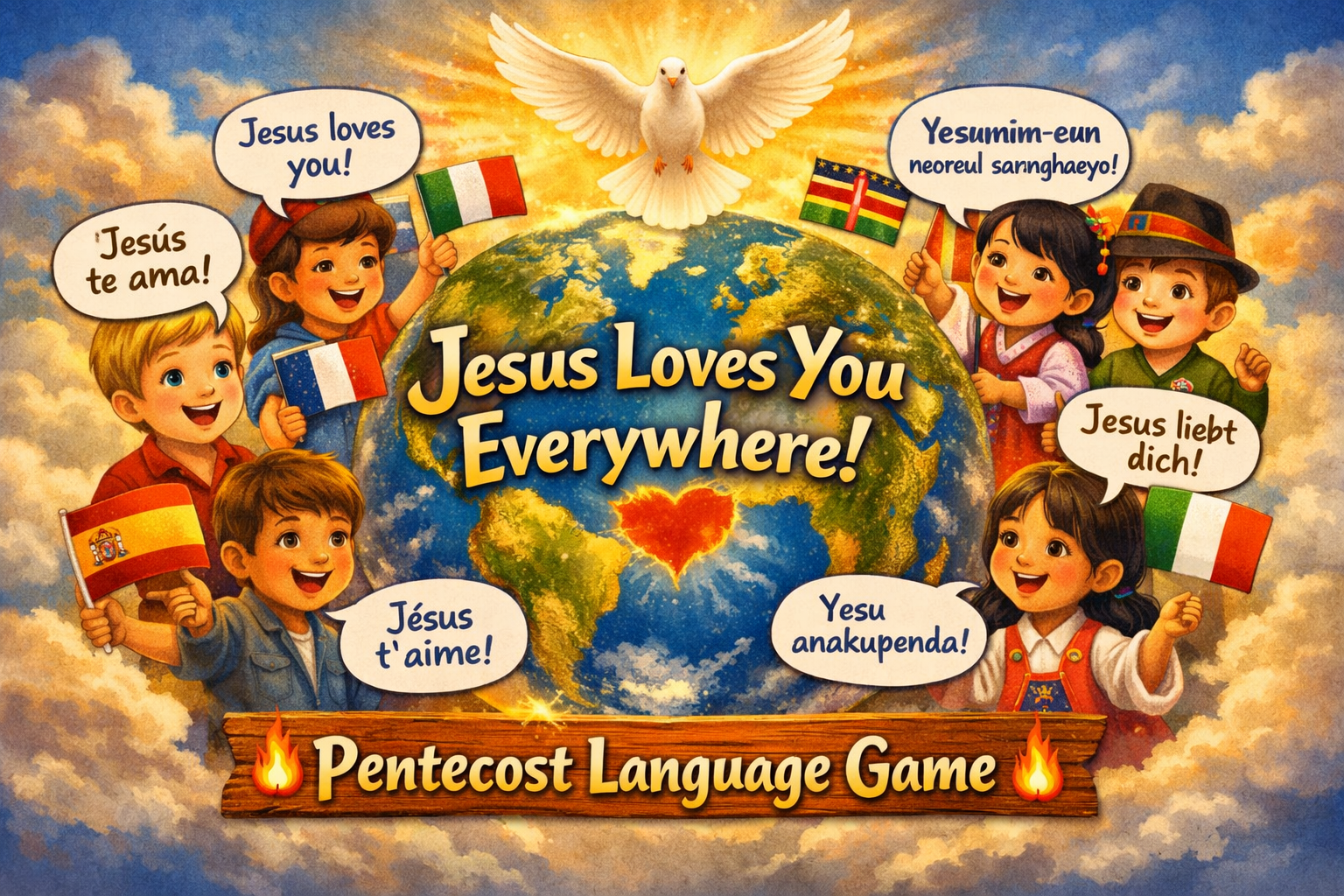 🌍 Pentecost Language Game: “Jesus Loves You Everywhere!”