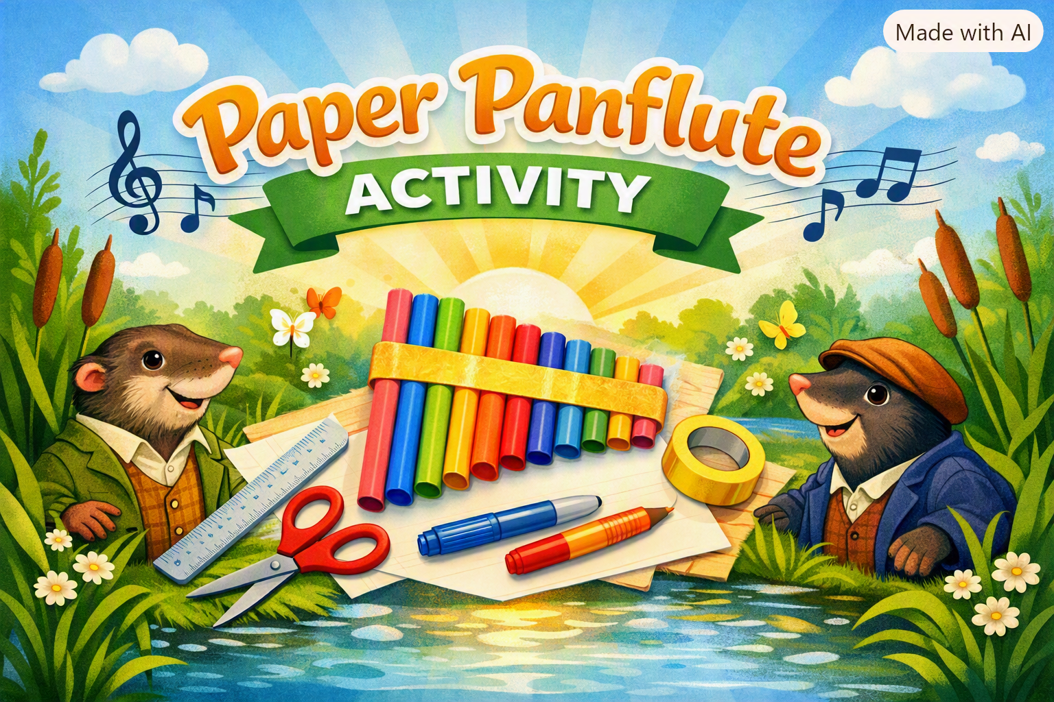 🌈 Make a Paper Panflute (Straw Panflute)